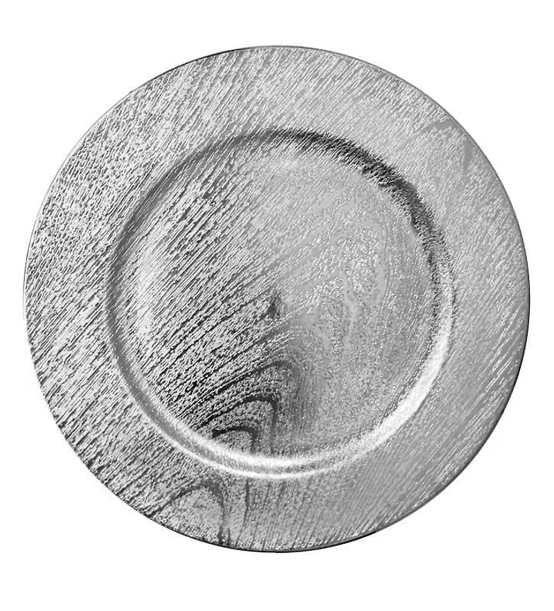 Holiday Time 13-Inch Silver Woodgrain Charger