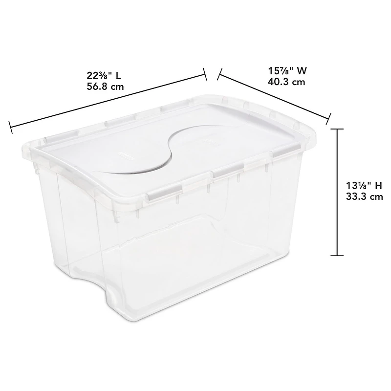 Sterilite 45L Hinged Lid White Storage Box