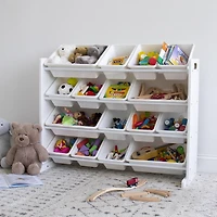 Humble Crew Tot Tutors SuperSized Toy Storage Organizer with 16 Storage Bins, Grey
