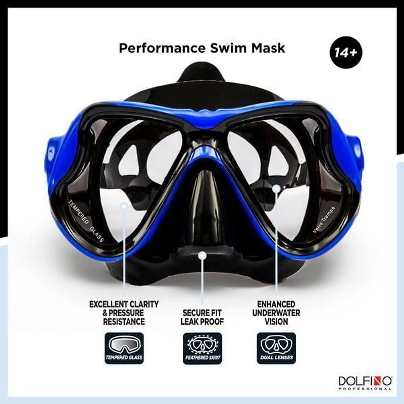 Masque de natation adulte Dolfino Pro Theos Bleu