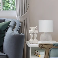 Lampe de table en verre Simple Designs avec abat-jour en tissu, transparent avec abat-jour gris