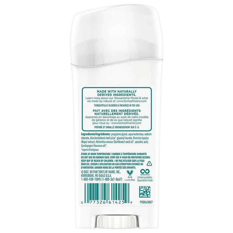 Tom's of Maine Unscented Long-Lasting Stick Deodorant