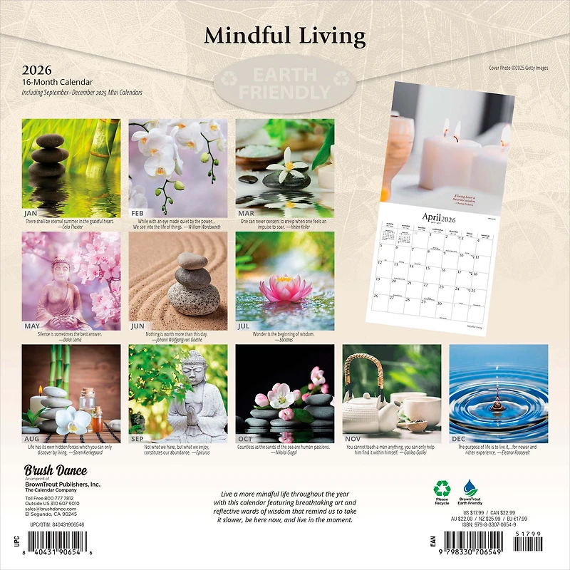 Mindful Living 2026 Square Flap Brush Dance