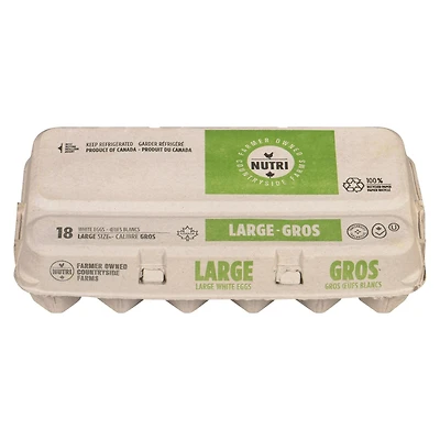 Countryside Farms Large White Eggs, 18 Count