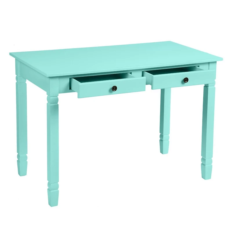 Homylin Home Office Desk with 2 Drawers, 43" Writing Computer Desk for Bedroom, Modern Green Makeup Vanity Table Desk, Study Table Writing Desk, Computer Work Station, Green