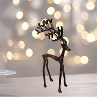 Metal Casted Reindeer in Brushed Brown Finish, 12.25", by Fraiche