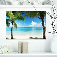 Designart Palm Trees and Sea Canvas Wall Art