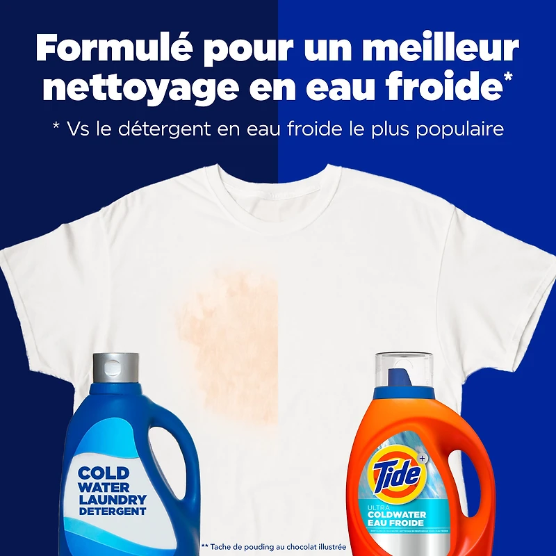 Détergent à lessive liquide Tide Ultra Eau froide, parfum Original, détergent à lessive liquide formulé pour l’eau froide, 887 mL, 21 brassées TIDE LQ HE CW OS - FRENCH