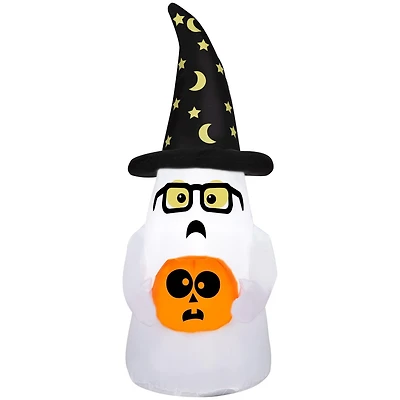 Airblown Trick or Treating Ghost w/ Wizard Hat