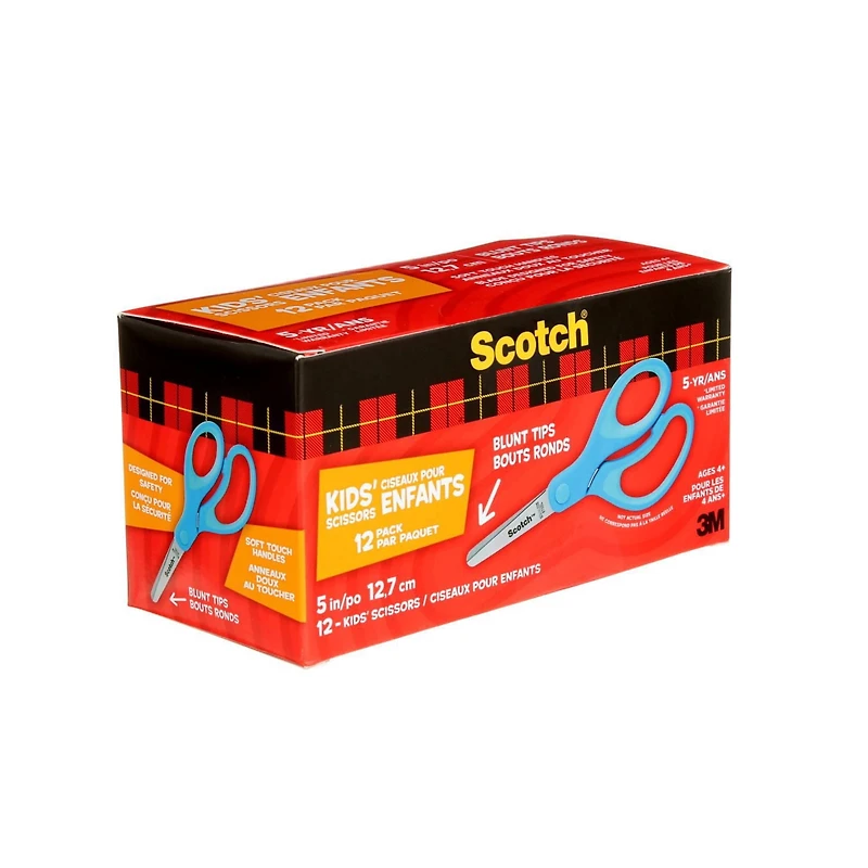 Ciseaux pour enfants 1442B-12-C Scotch(MC), bout arrondi, bleus, 5 po, 12/paquet