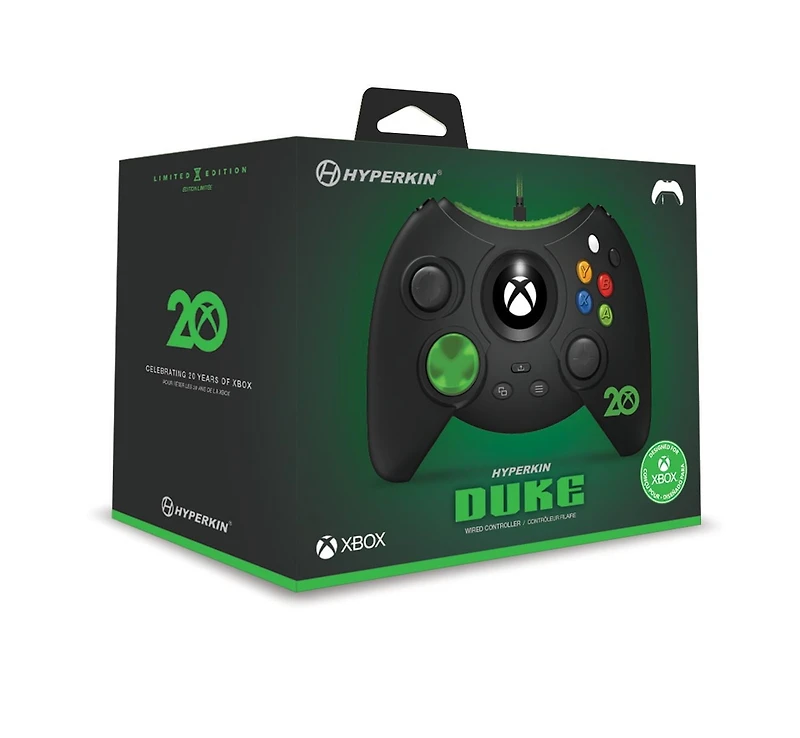 Hyperkin Duke Wired Controller Black - Xbox Series X/Xbox Series S/Xbox One/Windows 10 - Xbox 20th Anniversary Edition