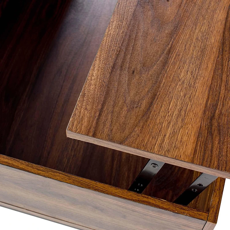 Homylin Table basse relevable de 39,4 pouces, table centrale industrielle avec compartiment de rangement caché pour le salon, petite pour la salle à manger, la réception, le bureau à domicile, brun ru