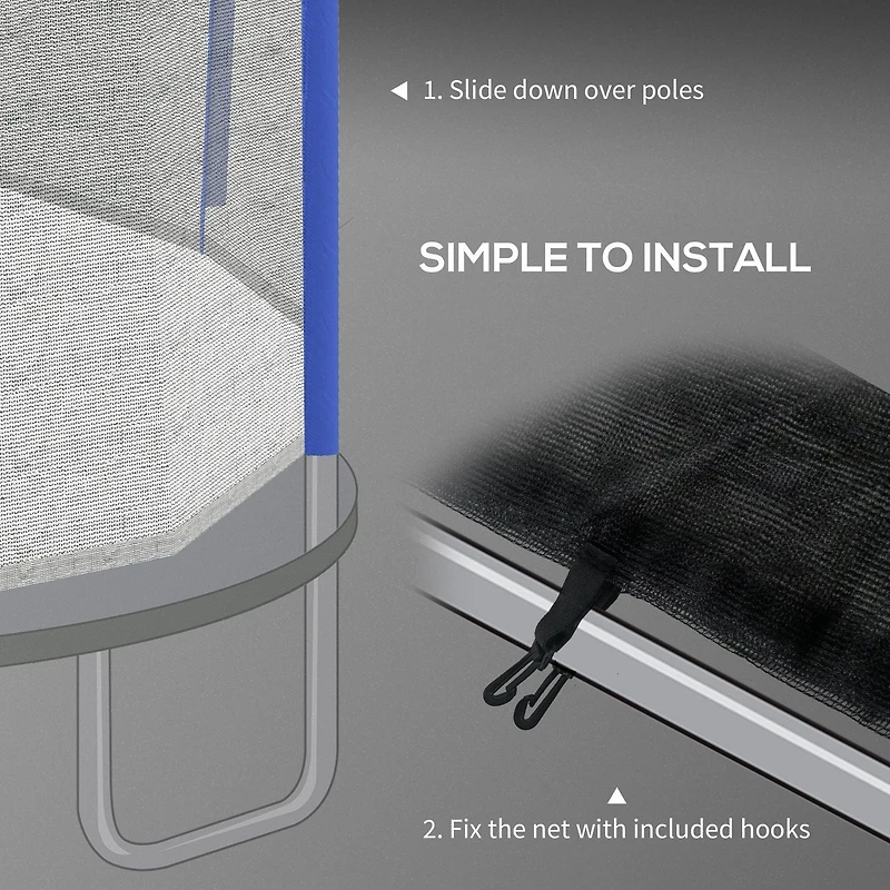 Soozier 14ft Trampoline Net Replacement with 8 Poles and Zippered Entrance