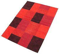 ECARPETGALLERY 4'8" x 6'6" Transitional Collage Handmade Area Rug for Living Room, Dining Room and Bedroom in Red