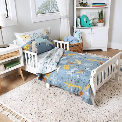 3-Piece Toddler Bedding Set, Grey Dinosaur