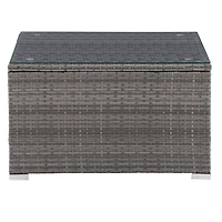 CorLiving Parksville Table basse de patio carrée en résine tressée, rotin et acier galvanisé avec plateau en verre trempé