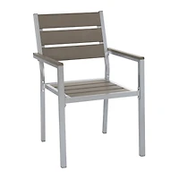 Ensemble de salle à manger de patio CorLiving Gallant 3 pièces en aluminium argenté et polybois taupe avec table carrée