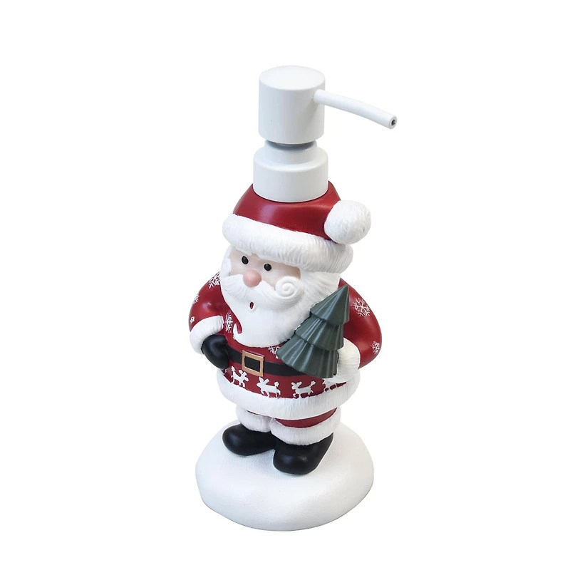 Holiday Time Pompe à savon et lotion Père Noël, distributeur de savon et de lotion en résine pour salle de bain ou cuisine