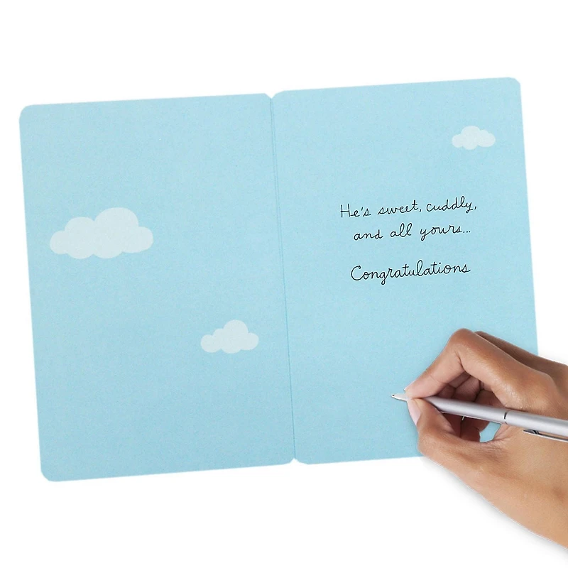 Hallmark Signature Baby Shower Card for Baby Boy (Elephant with Balloon)