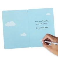 Hallmark Signature Baby Shower Card for Baby Boy (Elephant with Balloon)