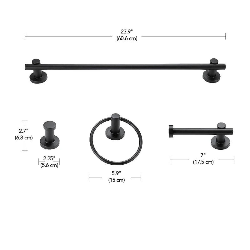 Napoli 4-Piece Matte Brass Bathroom Hardware Accessory Kit