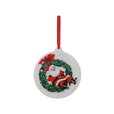 Mr. Christmas 4" Ornement Père Noël vintage en céramique, blanc Décoration de Noël