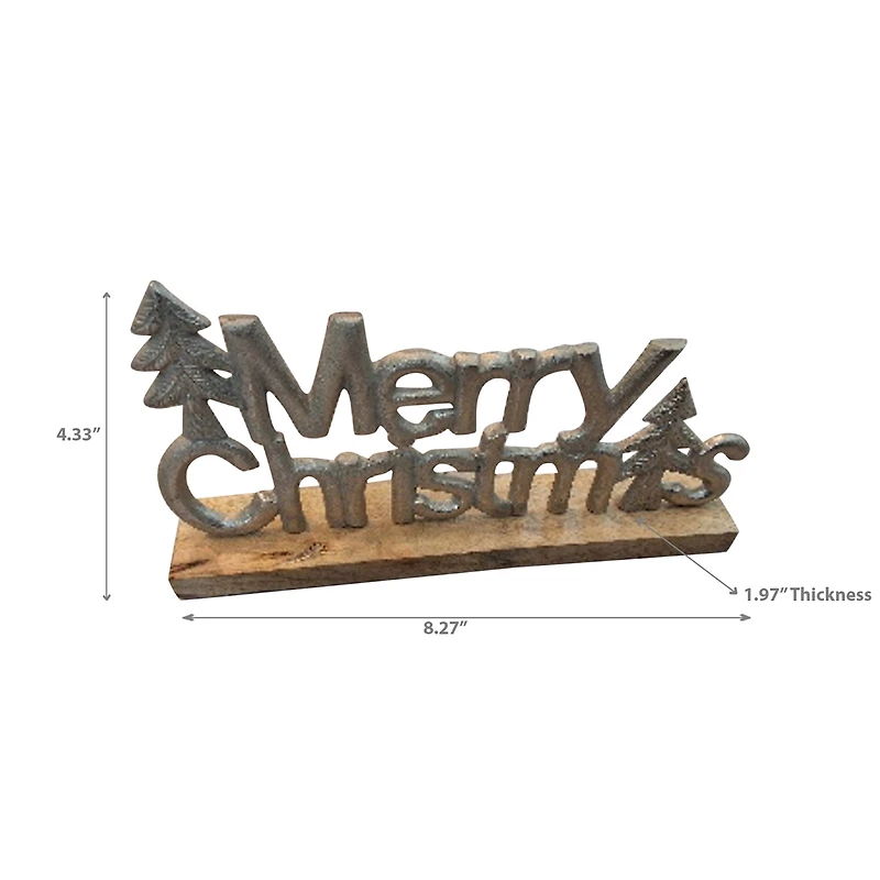 Metal Merry Christmas Tree Table Top (Gold)