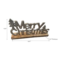 Metal Merry Christmas Tree Table Top (Gold)