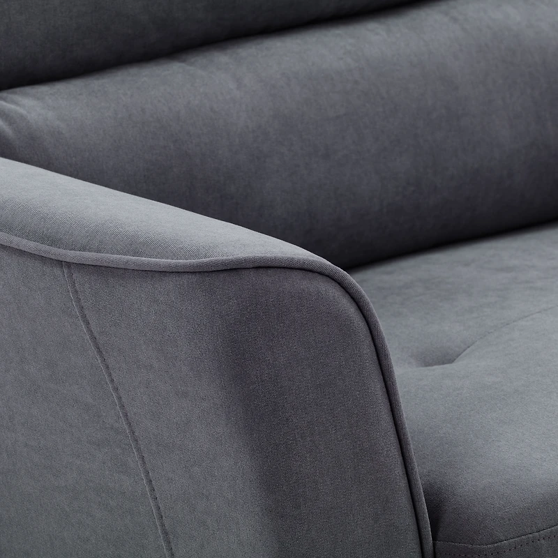CorLiving Caroline Upholstered Indoor Accent Arm Chair with Flared Arms and Wood Legs, Dark Grey