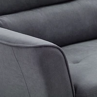CorLiving Caroline Upholstered Indoor Accent Arm Chair with Flared Arms and Wood Legs, Dark Grey
