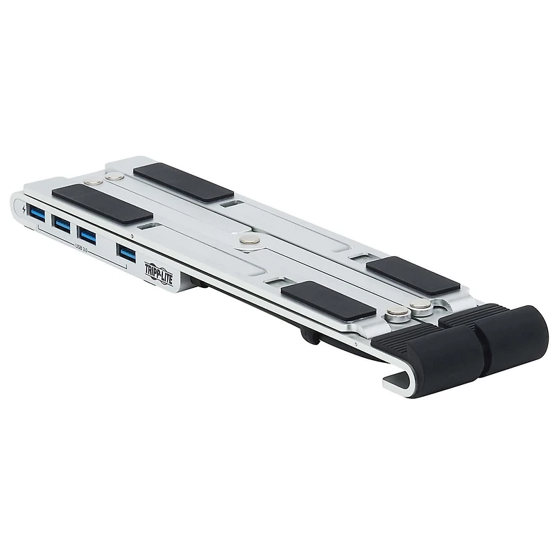 Tripp Lite Laptop Stand with 4-Port USB 3.2 Hub, 4x USB-a, Thunderbolt 3, PD Charging, Silver