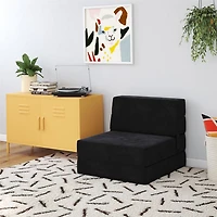 Novogratz The Flower Modular Chair and Lounger Bed with 5-in-1 Design, Black