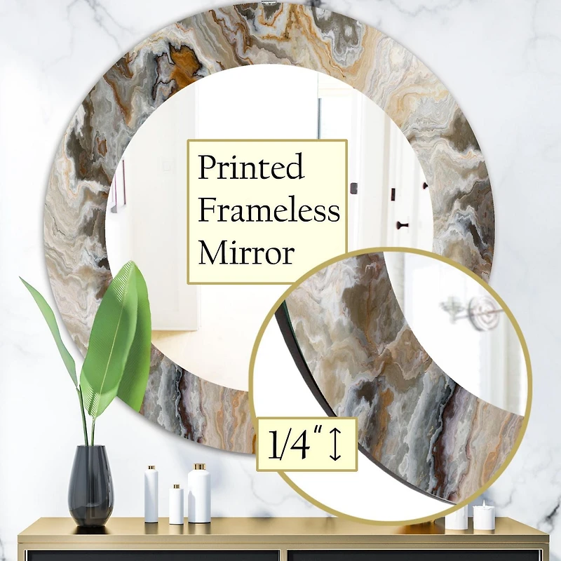 Designart 'Onyx Detail Composition' Miroir Mid-Century - Miroir Mural Ovale ou Rond - 32x32