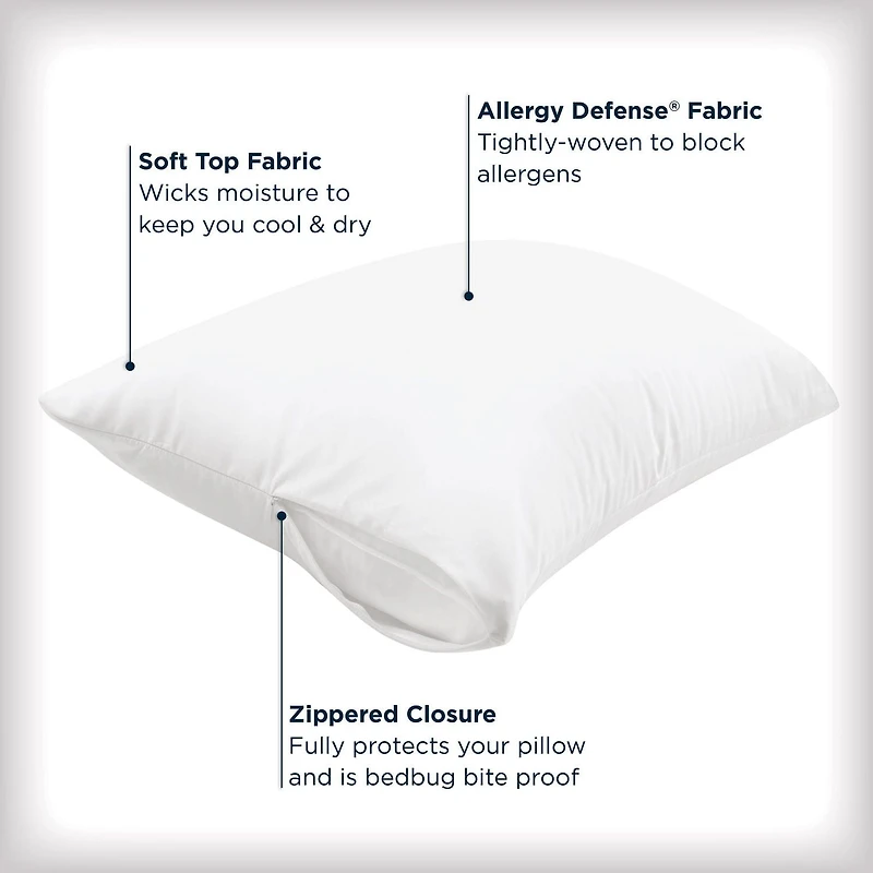 AllerEase Maximum Allergy Protection Zippered Breathable Pillow Protector, Zippered pillow protector