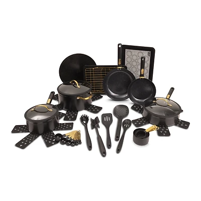 Batterie de cuisine en aluminium 32 pièces Thyme & Table - Noir