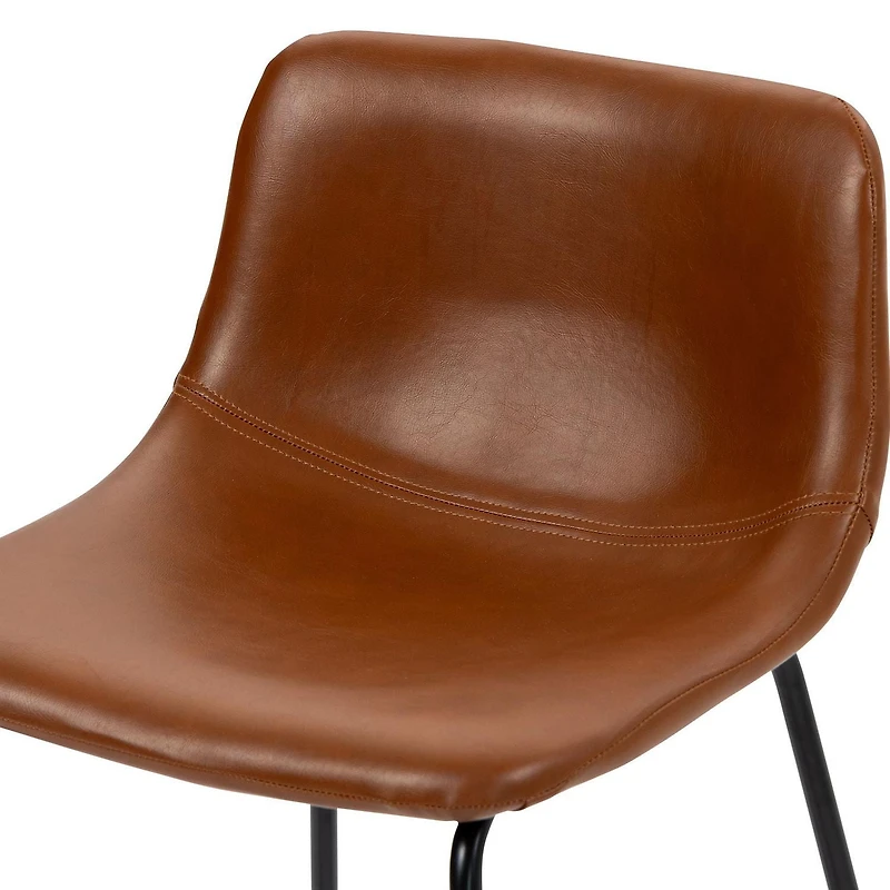 Hometrends Counter Height Stool with PU Seat, Dark Brown Seat and Black Steel Frame for Indoor, Hometrends Counter Stools