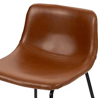 Hometrends Counter Height Stool with PU Seat, Dark Brown Seat and Black Steel Frame for Indoor, Hometrends Counter Stools