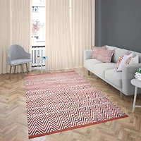 Tapis tissé à plat en coton à chevrons Fabstyles pour salon, couloir, patio
