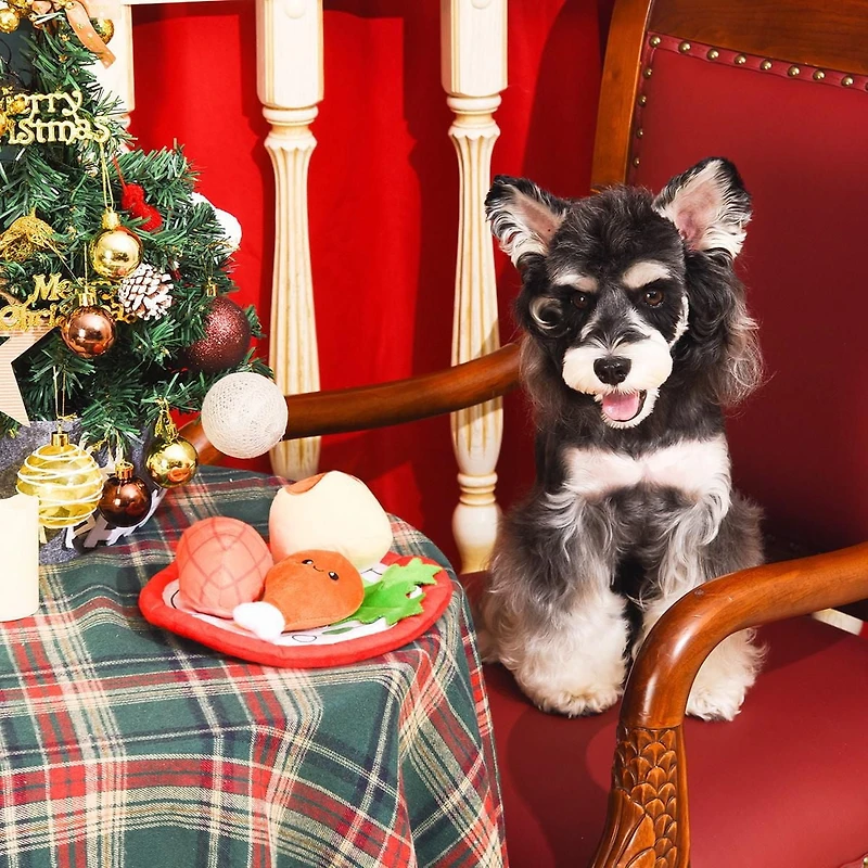 Jouet interactif pour chien Hugsmart Christmas Dinner - Renifle et couine, pour petits et moyens chiens