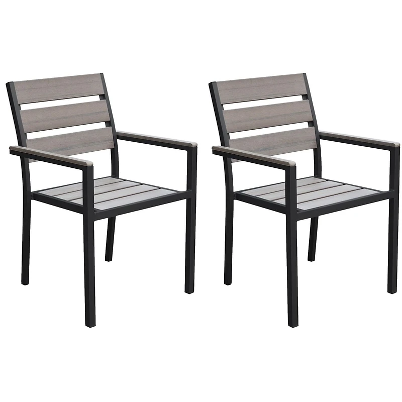 CorLiving Sun Bleached Outdoor Weather Resistant Dining Chairs, Set of 2