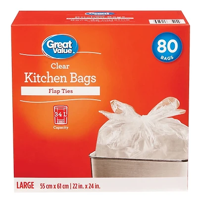 Great Value Clear Kitchen Bags, 80 Bags