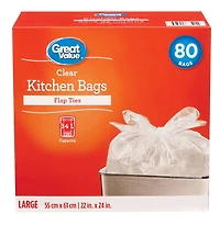 Great Value Clear Kitchen Bags, 80 Bags