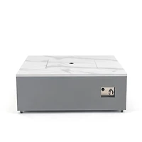 Danby Engineered Marble Convertible Propane Fire Table , Square, White and Grey