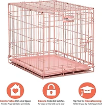 Midwest Icrate – Porte simple rose de 24 po pour chiens