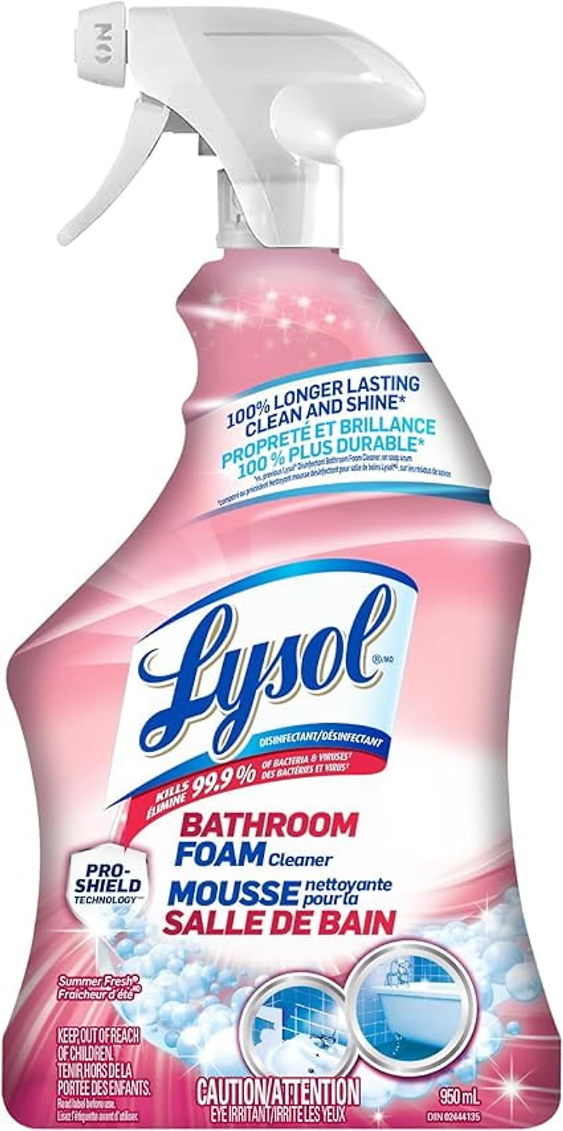 Spray nettoyant pour salle de bain Lysol, Mousse de salle de bain, Fraîcheur d'été, élimine les résidus de savon 950 ml