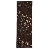 Tapis de couloir contemporain à motif de feuilles et à sous-couche en caoutchouc de la collection Ottohome
