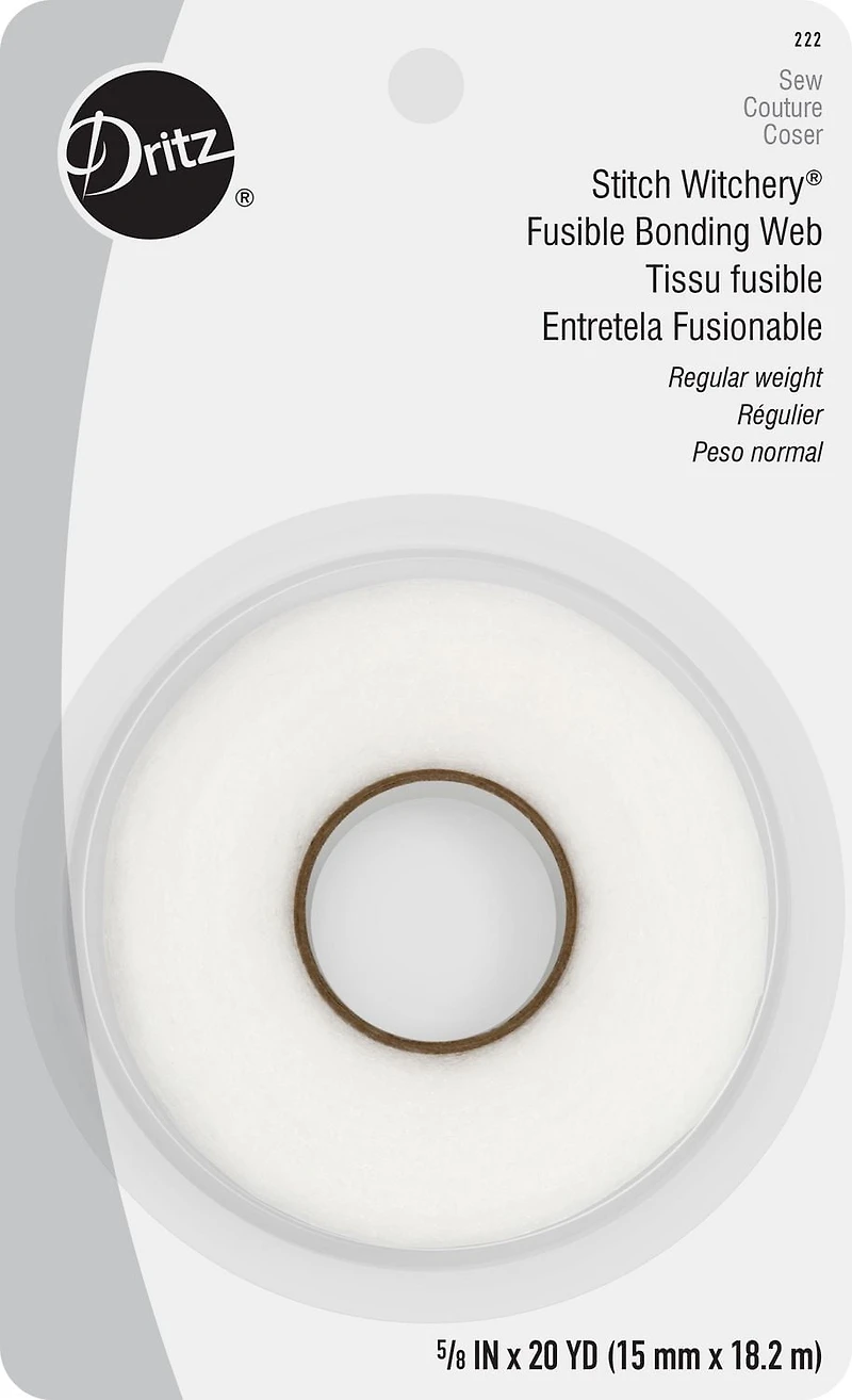 Dritz Stitch Witchery Fusible Bonding Web, 5/8" X 20-Yards, Regular Weight, White, A fusible web that bonds two layers