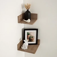 hometrends Levie Wood Corner Shelf Set, Set of 2