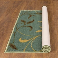 Tapis de couloir contemporain à motif feuilles et sous-couche en caoutchouc la collection Ottohome