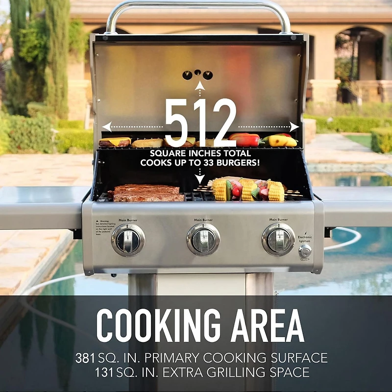 Kenmore Gril à gaz sur pied à 3 brûleurs - Perle